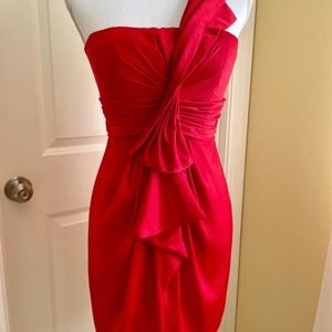 BCBGMAXAZRIA Palais Women's One Shoulder Jewel Red Cocktail Dress Size 0